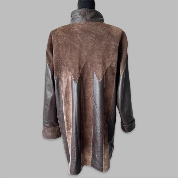 Vintage Coraggio Kollections Suede Smooth Leather Mixed Southwestern Coat - Picture 3 of 16